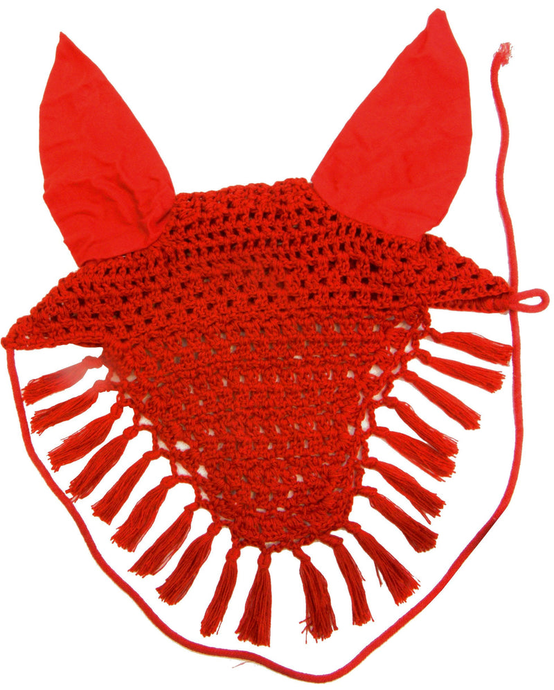 Intrepid International Fancy Crochet Fly Veil, Horse Size Red - BeesActive Australia