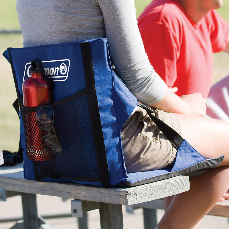 Coleman Portable Stadium Seat Cushion | Lightweight Padded Seat for Sporting Events and Outdoor Concerts | Bleacher Cushion with Backrest Blue - BeesActive Australia