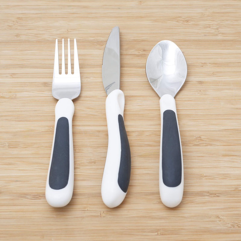 NRS Healthcare M80270 Kura Care Adult Cutlery Set, Easy Grip Set, Black & White Single - BeesActive Australia