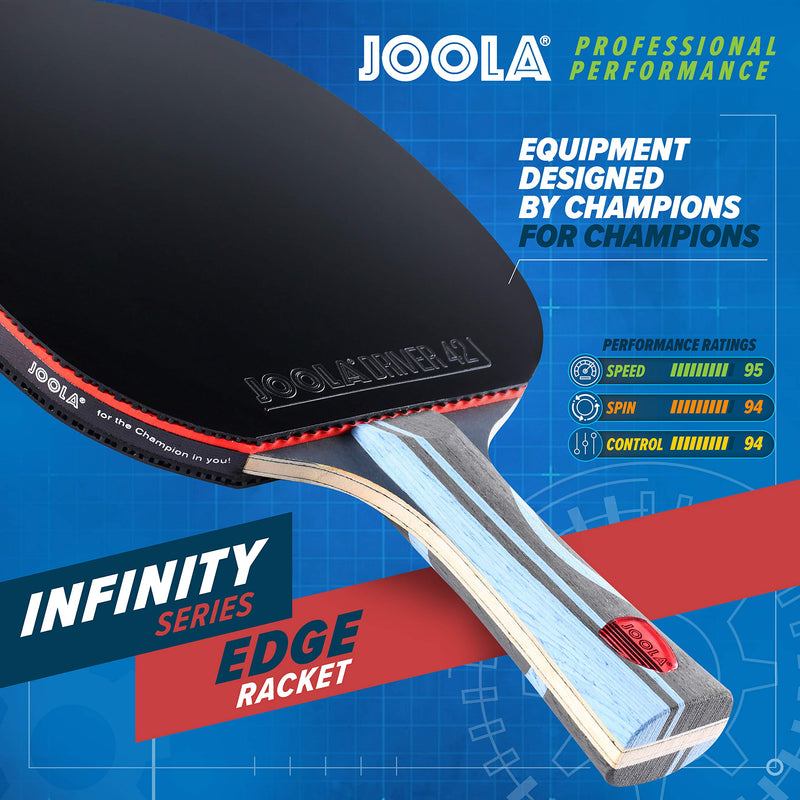 JOOLA Infinity Edge - Tournament Performance Ping Pong Paddle w/ Pro Carbon Technology - Black Rubber on Both Sides - Competition Ready - Table Tennis Racket for Advanced Training - Designed for Speed Light Blue - BeesActive Australia
