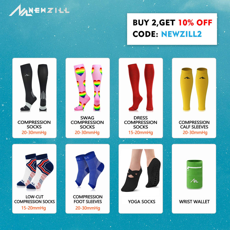 NEWZILL Compression Calf Sleeves (20-30mmHg) for Men & Women - Perfect Option to Our Compression Socks - For Running, Shin Splint, Medical, Travel, Nursing Stripes Black/Orange S/M (see Size Chart) - BeesActive Australia