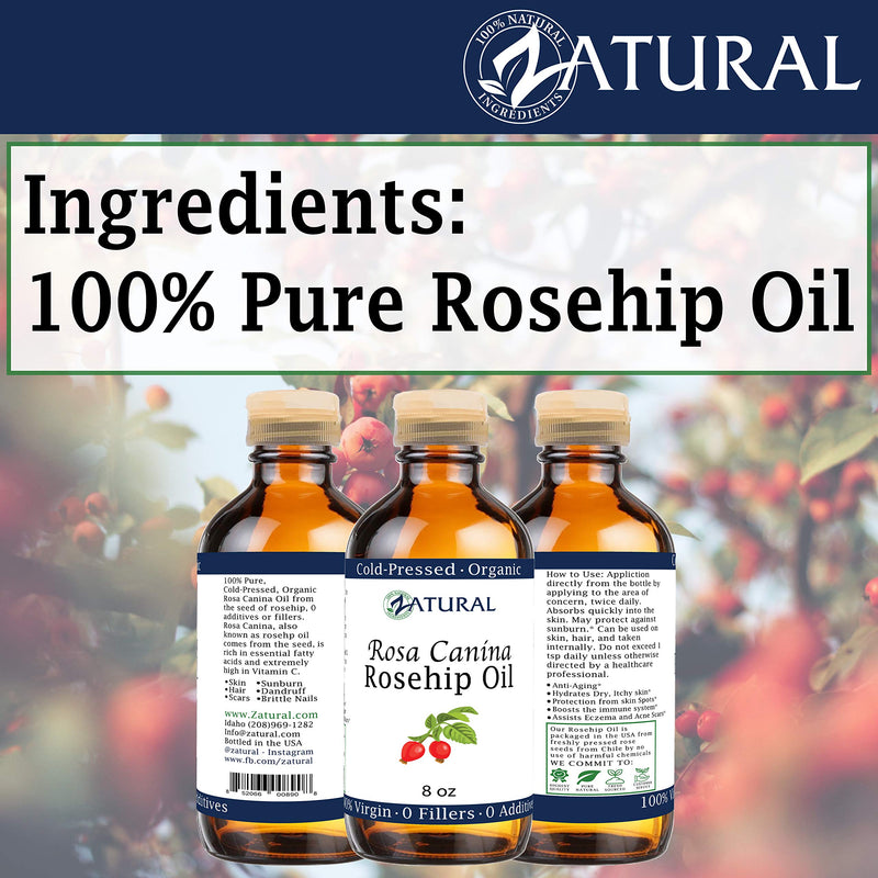 ROSA CANINA - Organic Rosehip Oil for Face, Nails, Hair and Skin - Cold Pressed Rose Hip Oil (16 oz) 16 Ounce - BeesActive Australia