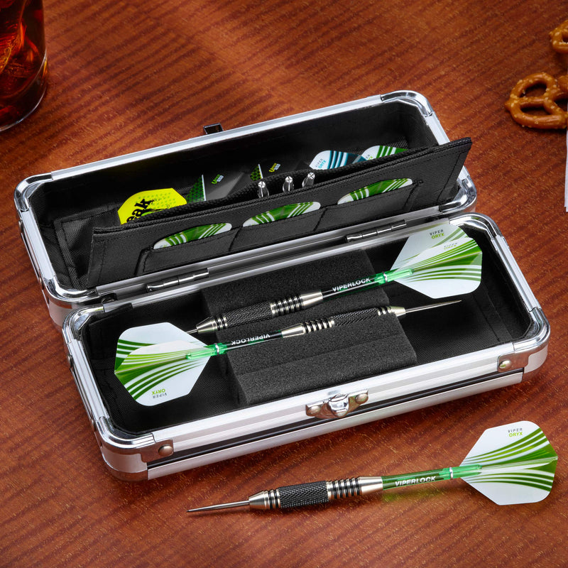 [AUSTRALIA] - Casemaster Sole Aluminum Slim Profile Dart Case Holds 3 Steel Tip and Soft Tip Darts with Enough Space to Keep Flights in Shape, Features Built-in Pockets for Other Accessories 