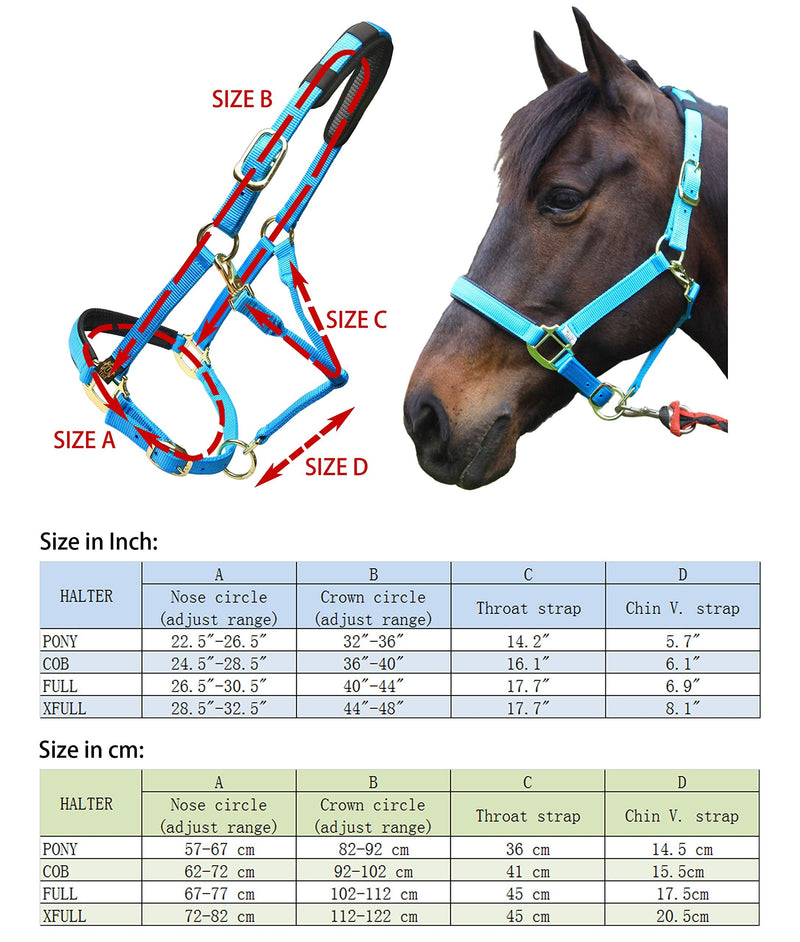 T TEKE Adjustable Horse Halters by Heavy Duty Soft Nylon, Padded with Anti-rubbing Waffle Neoprene on Both Crown & Nose Pink Cob (M) - BeesActive Australia