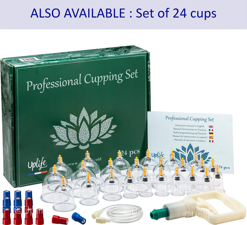 Uplife Chinese Cupping Therapy Set, 12 Vacuum Air Suction Cups with Pumping Handle, Anti Cellulite Massage for Back/Neck - BeesActive Australia
