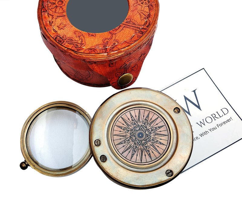 SIFAAT WORLD Military Metal Hiking Compass with Circle Leather Case, Professional Boy Scout Compass Kids and Field Compass for Map Reading - BeesActive Australia