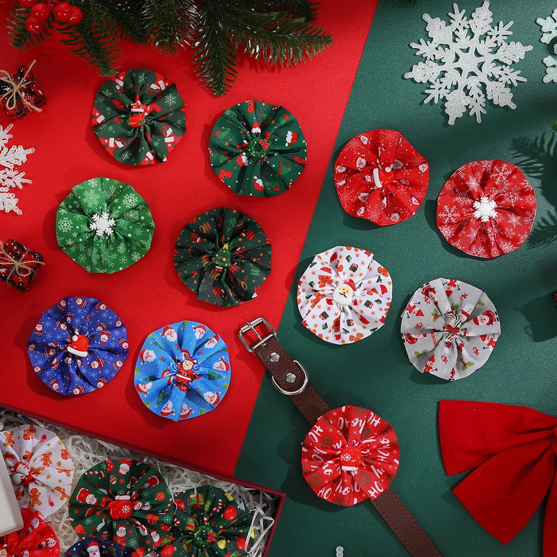 80 Pieces Christmas Dog Collar Charms Xmas Dog Bows Collar Christmas Collar Bow Ties for Small Medium Large Dogs Cats Rabbit Collar Flower Bows Christmas Holiday Party Decoration Costume Supplies - BeesActive Australia
