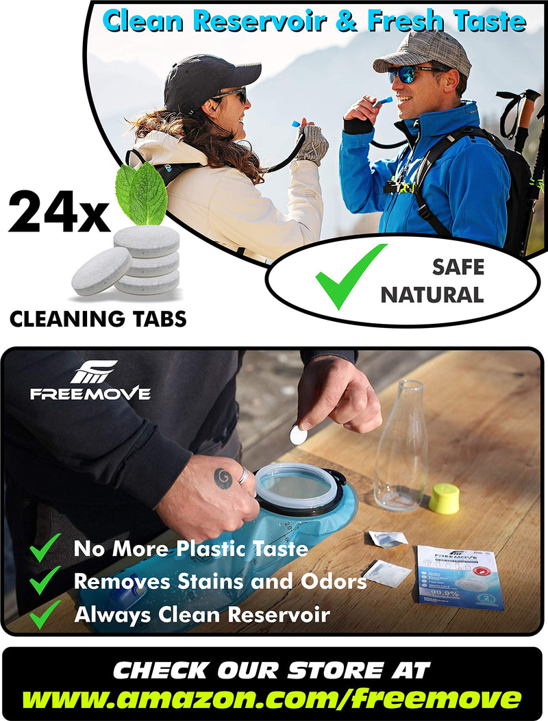 FREEMOVE Water Bottle Cleaner/Cleaning Tablets 24-Pack/for Hydration Bladders, Water Bottles, Travel Mugs, Thermos, Reservoirs, Coffee Tumblers - BeesActive Australia