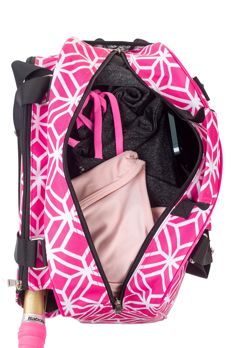 Thorza Pickleball Bag for Women with Paddle Holder, Mesh Side Pocket, Large Inner Storage, Carry Handle, and Adjustable Shoulder Strap, Sports Equipment for Amateurs and Pros, Pink - BeesActive Australia