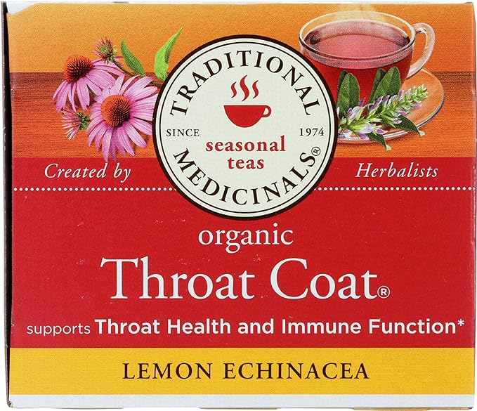 Traditional Medicinals Organic Lemon Echinacea Throat Coat 16 Tea Bags - BeesActive Australia