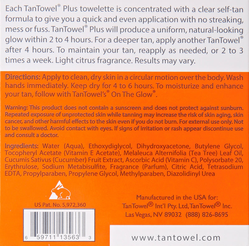 Tan Towel Plus Self-Tan Towelette, Full Body, 5 Count - BeesActive Australia