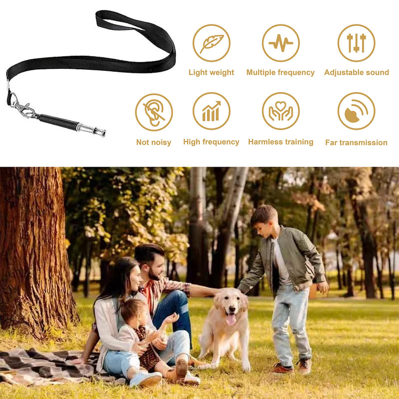 2 Pack Dog Whistle to Make Dogs Come to You,Adjustable Frequency Professional Ultrasonic Dog Whistle to Stop Barking,Dog Training Whistles with Black Neck Lanyard （1pcs Dog Poop Bag Holder） - BeesActive Australia