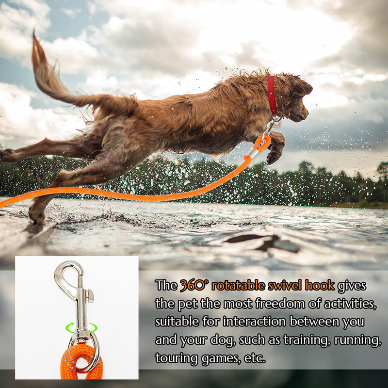 Segzwlor Long Dog Leash - 30ft, 50ft Reflective Training Heavy Duty Rope Dog Leash - Nylon Dog Lead Check Cord for Walking, Hunting, Camping, Running, etc. Easy Control for Small, Medium, Large Dogs 50 FT Orange - BeesActive Australia