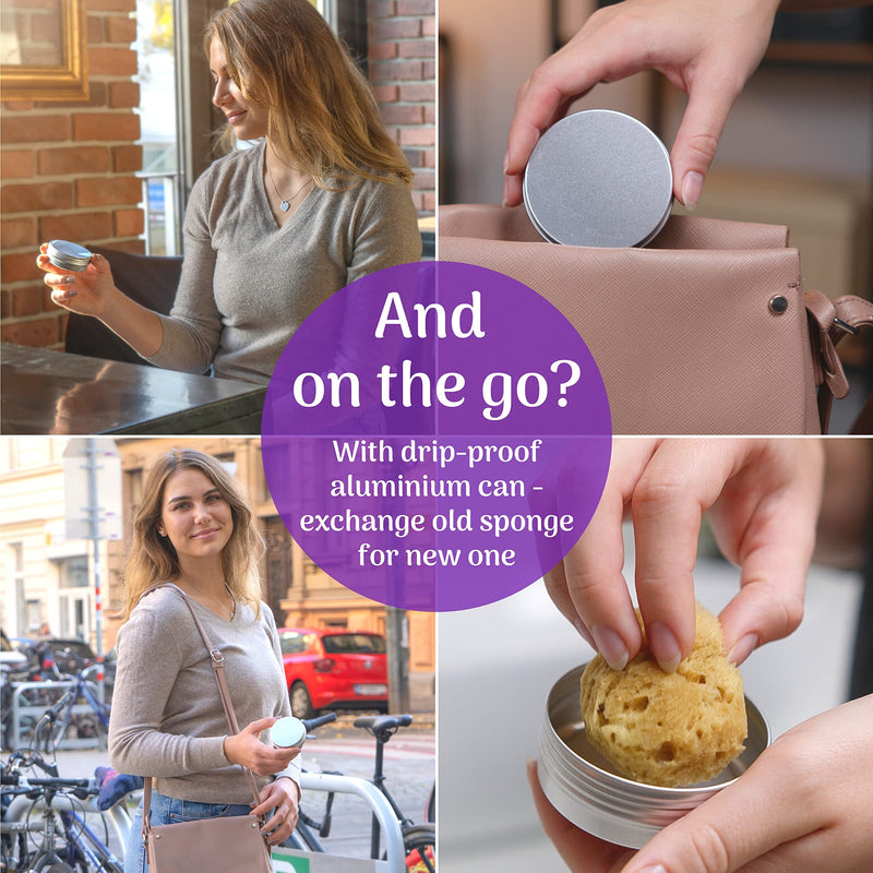 tom&pat Menstrual Sponge, Natural Tampon Alternative, DERMATEST: Very Good, with Jute Bag & Changeable Box for on The go, Natural Sponge as Period Sponge, Reusable, Zero Waste (Size: M / 5 x 5-7 cm) 5 pieces (5-7 cm) - BeesActive Australia
