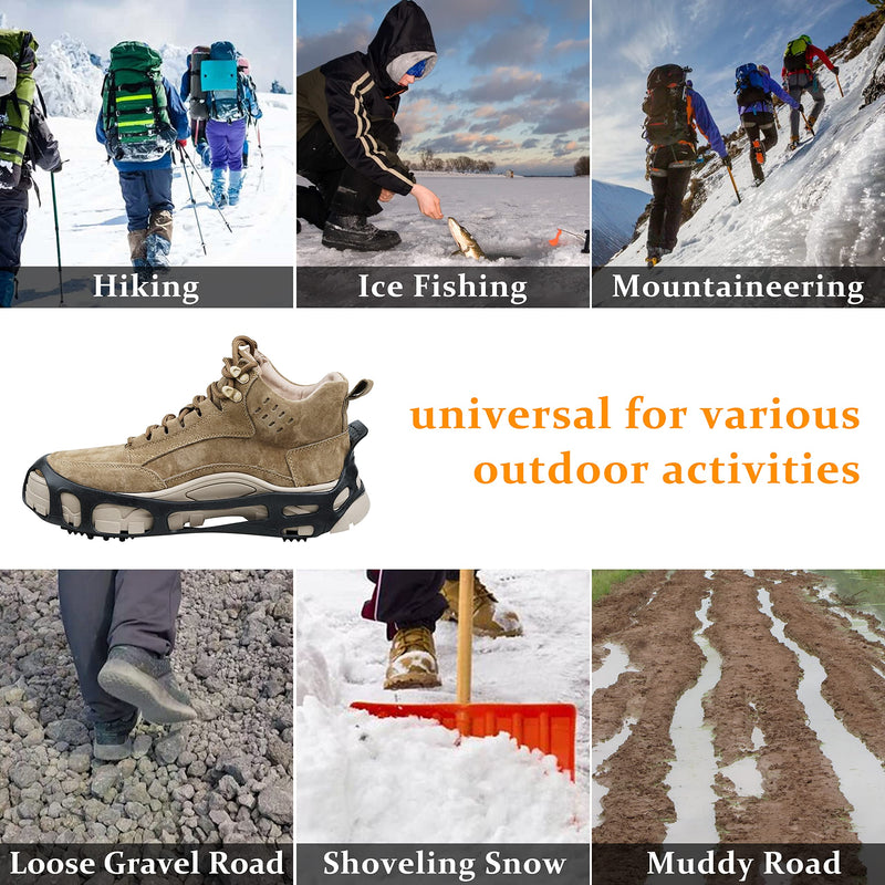 JOGFFDE Ice Cleats for Shoes and Boots - Snow Walk Traction Cleats Crampons 24 Spikes Anti Slip Crampons for Women Men Walking on Snow and Ice Small(3.5-5/Men 5.5-7/Women) - BeesActive Australia