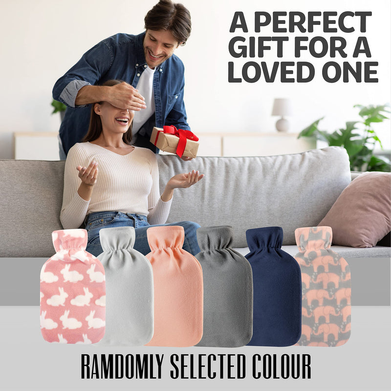 CityComfort Hot Water Bottle with Soft Fleece Cover - Natural rubber 2 litre - British Design - UK Safe Tested - BeesActive Australia