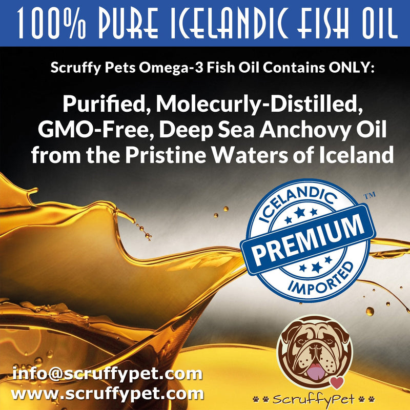 ScruffyPet Pure Omega 3 Wild Fish Oil for Dogs with Vitamin E - Highest EPA & DHA Softgels Available (1000mg) 180ct - BeesActive Australia