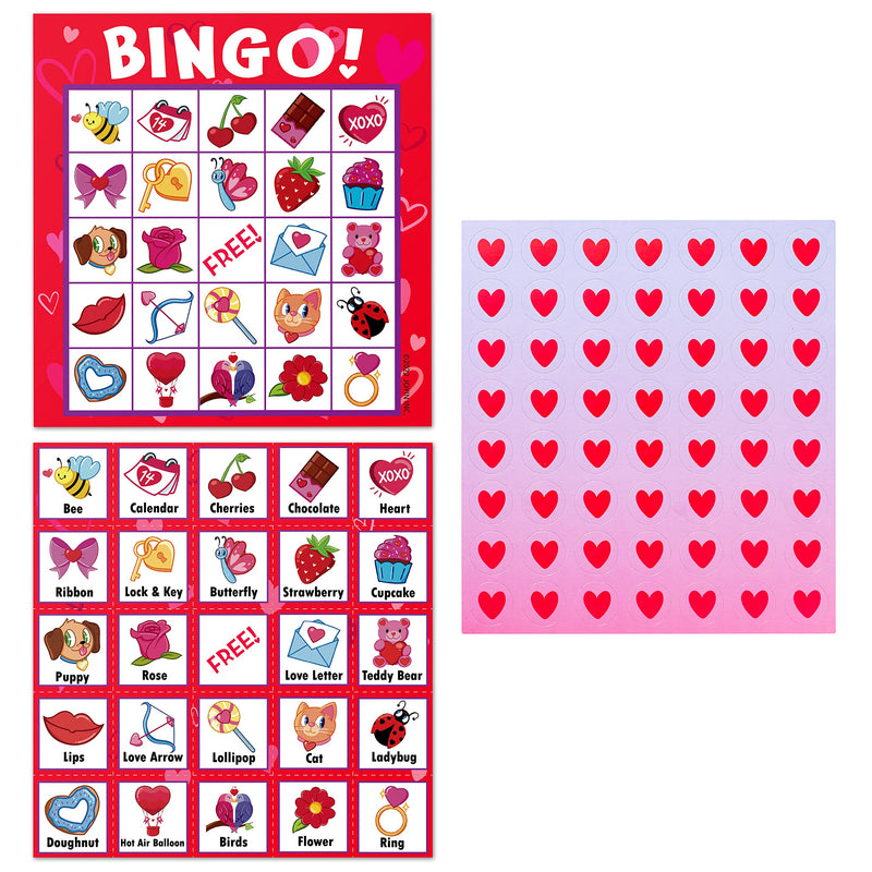 JOYIN 28 Players Valentine's Day Bingo Set, Bingo Game Cards (5 X 5) for Kids Party Card Games, School Classroom Games, Love Party Favors Supplies, Family Activity - BeesActive Australia