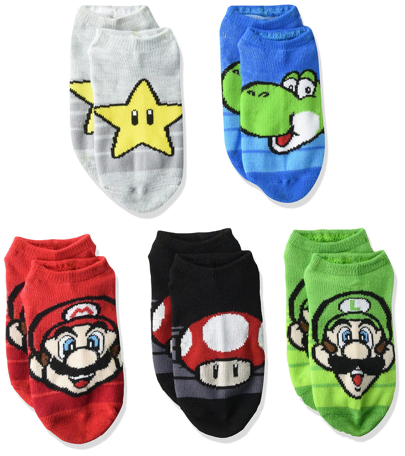 Mario Boys 5 Pack No Show Socks 6-8.5 Multi - BeesActive Australia