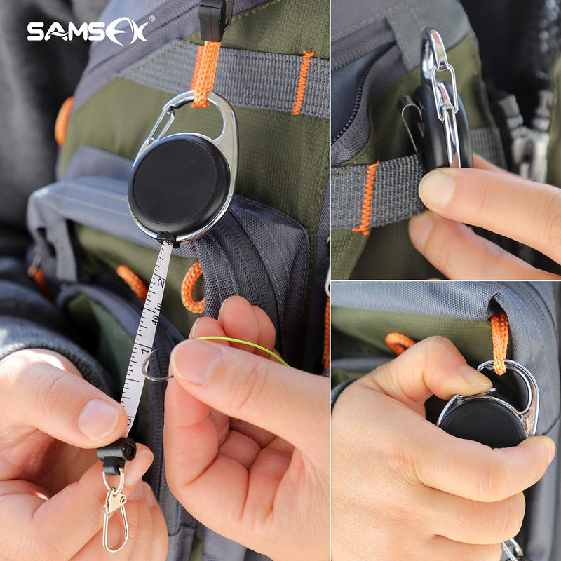 [AUSTRALIA] - SAMSFX Fly Fishing Zinger Retractors Tape Measure Retractor Carabiner Style Clip on Back Tether Tools Badge Holder Black, 2pcs 