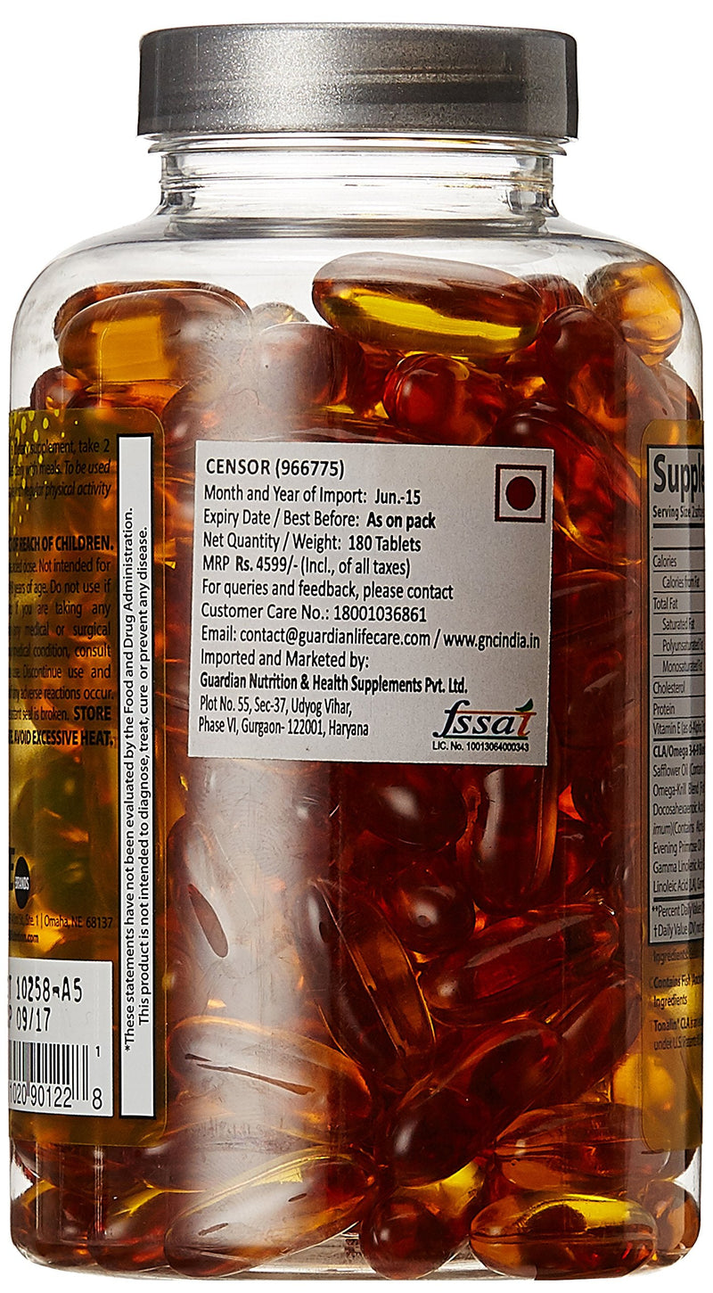 Censor - Fat Loss and Body Toner with CLA, Fish Oil, Safflower and Omega 3-6-9 Blend - Dietary Supplement for Improved Energy, Metabolism and Health - 180 Softgels - BeesActive Australia