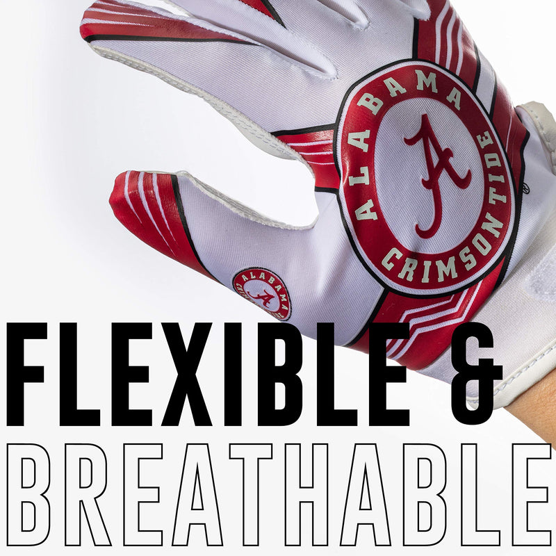 Franklin Sports Youth NCAA Football Receiver Gloves - Receiver Gloves for Kids - NCAA Team Logos and Silicone Palm - Youth Pair - Great for Games & Costumes Alabama Crimson Tide - BeesActive Australia