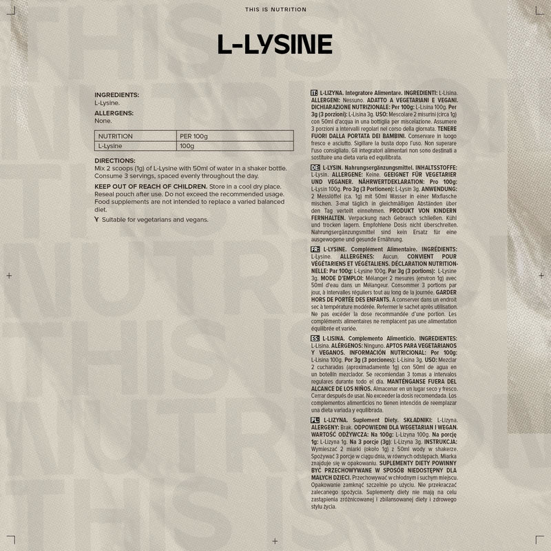 Bulk L-Lysine Powder, 500 g, Packaging May Vary - BeesActive Australia