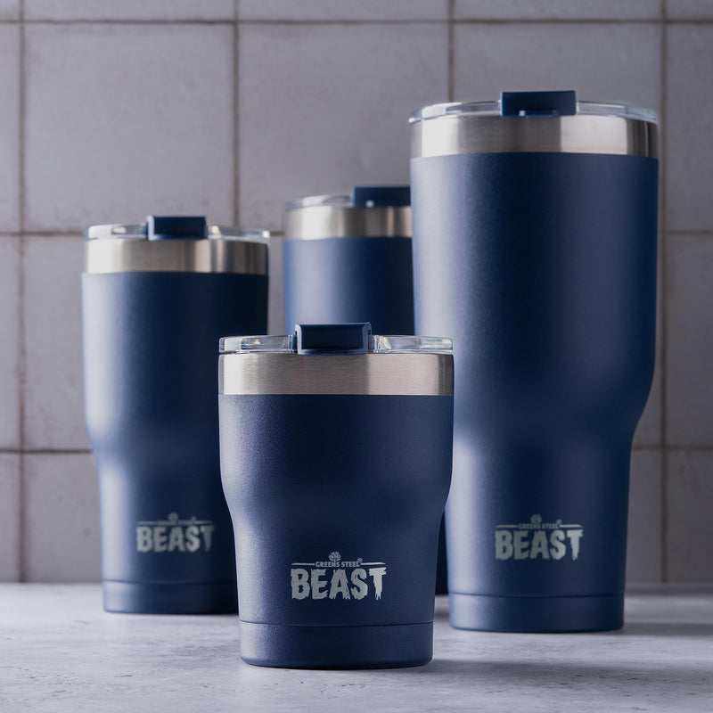 Beast 10 oz Tumbler Stainless Steel Vacuum Insulated Coffee Ice Cup Double Wall Travel Flask (Navy Blue) Navy Blue - BeesActive Australia