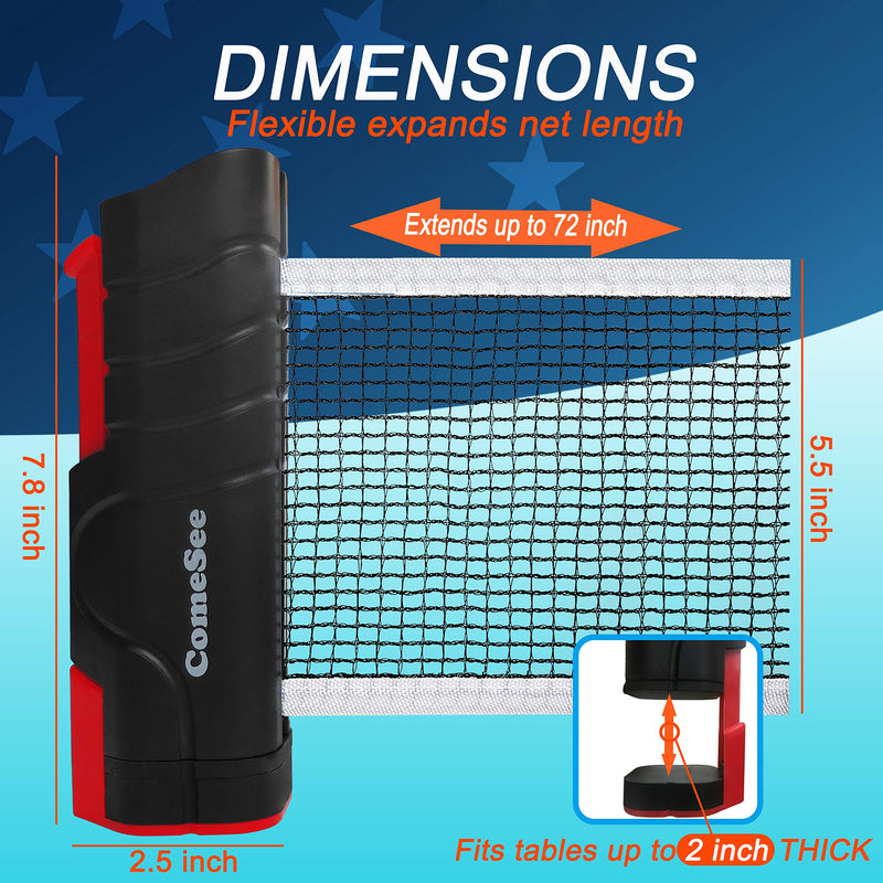 Comesee Retractable Ping Pong Net for Any Table, Table Tennis Nets and Posts Equipment for Replacement black - BeesActive Australia