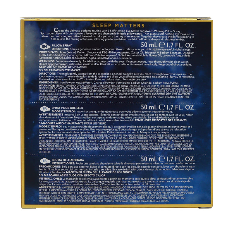 Feather & Down Self Heating Slumber (50ml Pillow Spray & 3 x Self Heating Eye Masks) - The Perfect Pairing to Relieve Tension & allow you to Drift into a Deep, Relaxing Slumber. Clear - BeesActive Australia