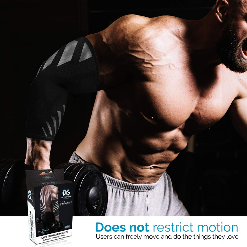 Elbow Compression Sleeve for Men & Women - Elbow Brace for Tendonitis and Tennis Elbow Relief, Golf Elbow, Joint Pains, Bowling, Weightlifting in Premium Breathable Fabric (1 Piece GREY Medium) Grey/Black (SINGLE) M| 9.8"-11.2" Circumference - BeesActive Australia