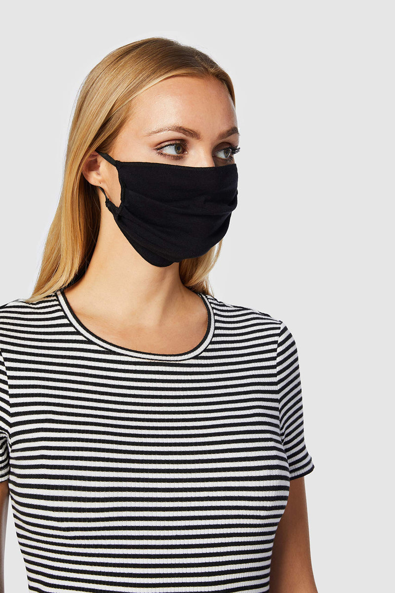Oscar Apparels Reusable Face Mask, 100% BCI Cotton with Elastic Loop, Adult (10 Pack) One Size (Pack of 10) Black - BeesActive Australia