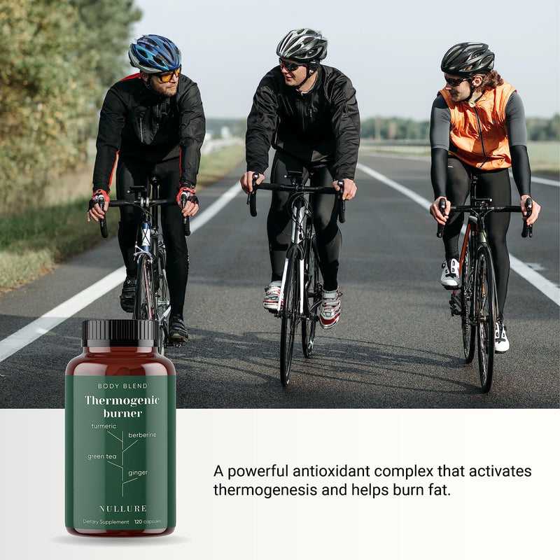 Natural Thermogenic Fat Burner Nullure I Vegan I Complete Formulation - Green Tea + Turmeric + Ginger + Berberine + Resveratrol + Garlic + Vitamin A + Piperine - 120 Capsules (2 Months) - BeesActive Australia
