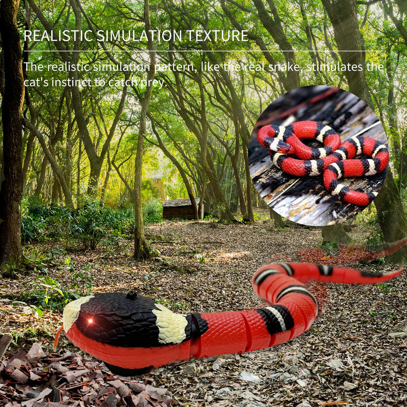 Snake Cat Toy for Cats, Smart Sensing Snake Rechargeable, Automatically Sense Obstacles and Escape, Realistic S-Shaped Moving Electro-Sensing Cat Snake Toy Red - BeesActive Australia
