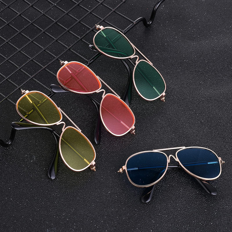 Molain Cat Sunglasses- Pet Puppy UV Protection Sunglasses Dolls Sun Glasses, Small Dog Cosplay Photo Props Cute Sunglasses 4Pcs- Aviator Sunglasses - BeesActive Australia
