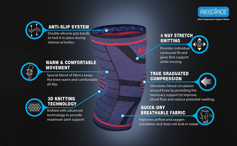 REBRACE Knee Support Compression Sleeve - Premium Recovery Brace For Men & Women (Large) L - BeesActive Australia