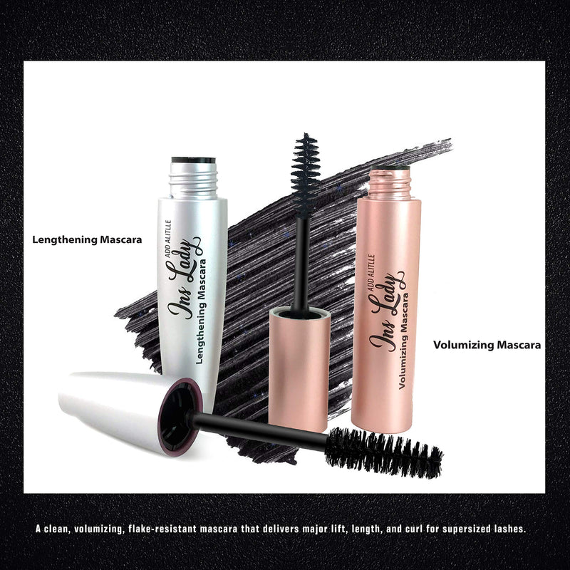 Ins Lady 2 Pack Mascara Black Volume and Length Mascara Waterproof Mascara Black Fiber Mascara Black Volume and Length Perfect Lash Argan Oil, Waterproof, Smudge Proof, Long Lasting, Not Animal Tested - BeesActive Australia