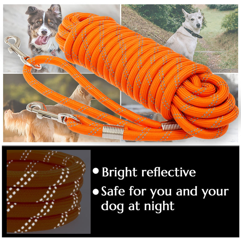 Segzwlor Long Dog Leash - 30ft, 50ft Reflective Training Heavy Duty Rope Dog Leash - Nylon Dog Lead Check Cord for Walking, Hunting, Camping, Running, etc. Easy Control for Small, Medium, Large Dogs 50 FT Orange - BeesActive Australia