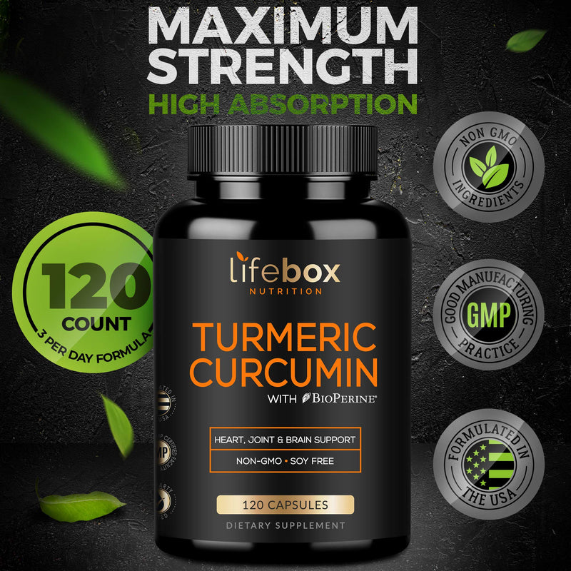 Turmeric Curcumin with BioPerine Black Pepper – 1300mg High Absorption with 95% Curcuminoids Turmeric Supplements for Heart Health & Inflammatory Health - Non-Gluten, Non-GMO - 120 Capsules 120 Count (Pack of 1) - BeesActive Australia