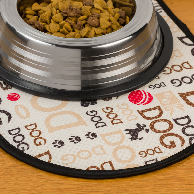 S&T INC. Microfiber Pet Bowl Feeding Mat, Anti-Skid and Absorbent Regular Typography - BeesActive Australia