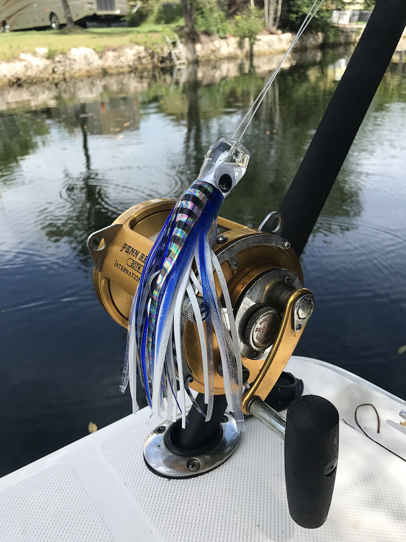 [AUSTRALIA] - Trolling Lure: Fishing Lure, Big Game Lure!! Salt Water, Durable, Chugger Styler, Large 9 inch. Comes Fully Rigged and Ready to GO! Great for Trolling for Mahi Mahi, Tuna, Wahoo! Blue/White 