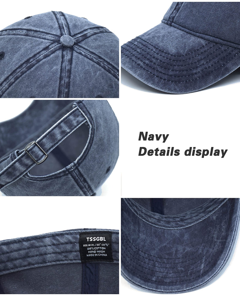 TSSGBL Vintage Cotton Washed Adjustable Baseball Caps Men and Women, Unstructured Low Profile Plain Classic Retro Dad Hat Black-coffee-navy - BeesActive Australia