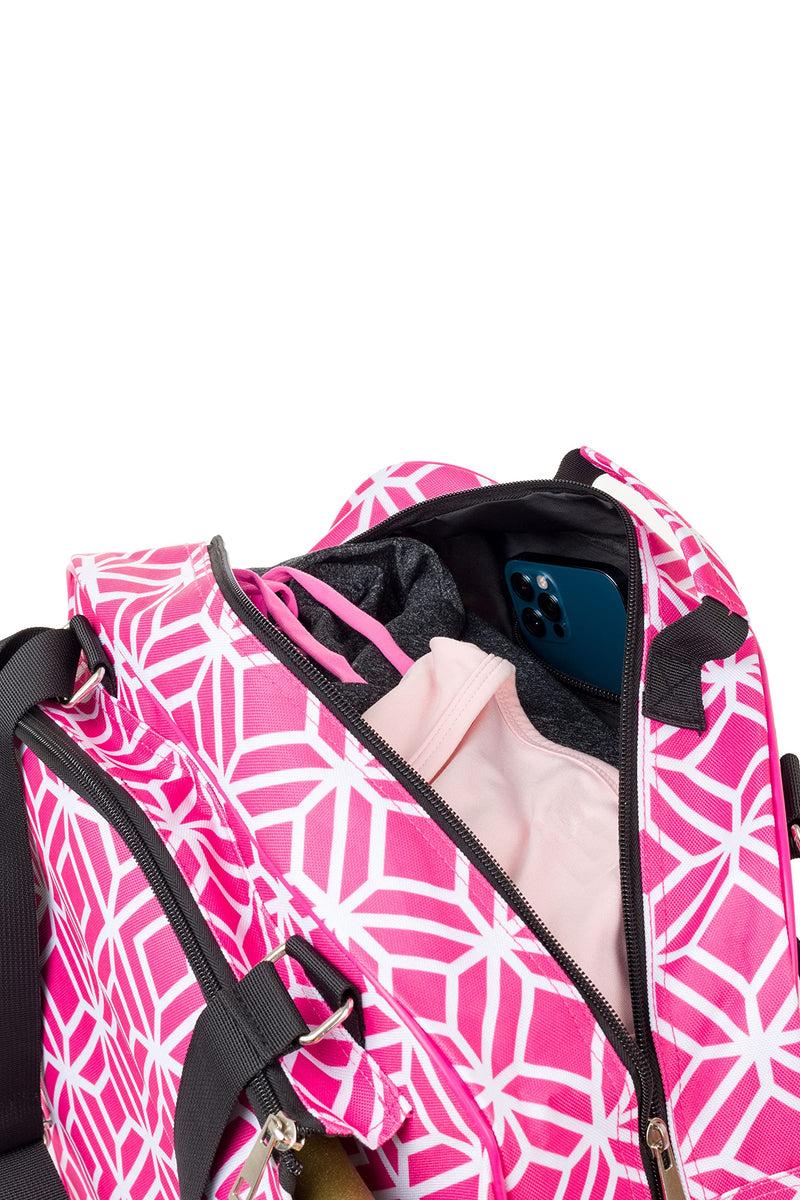 Thorza Pickleball Bag for Women with Paddle Holder, Mesh Side Pocket, Large Inner Storage, Carry Handle, and Adjustable Shoulder Strap, Sports Equipment for Amateurs and Pros, Pink - BeesActive Australia
