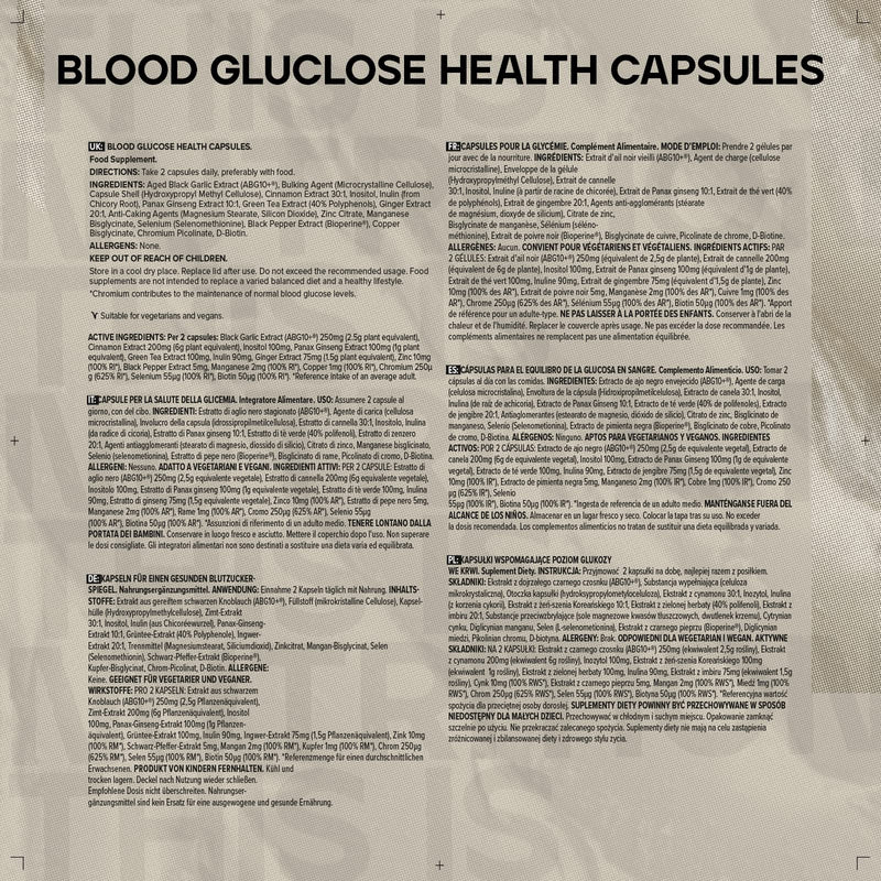 Bulk Blood Glucose Supplement Capsules, Blood Sugar, GDA, Chromium, Cinnamon, Zinc, Pack of 60 - BeesActive Australia