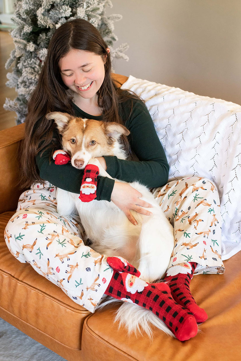 Pearhead Human And Dog Christmas Socks, Matching Pet Owner And Pet Apparel, Novelty Holiday Santa Claus Socks, Unisex One Size Fun Socks, Pet Lover Gifts, Christmas Stocking Stuffer Santa Human and Dog Sock Set - BeesActive Australia