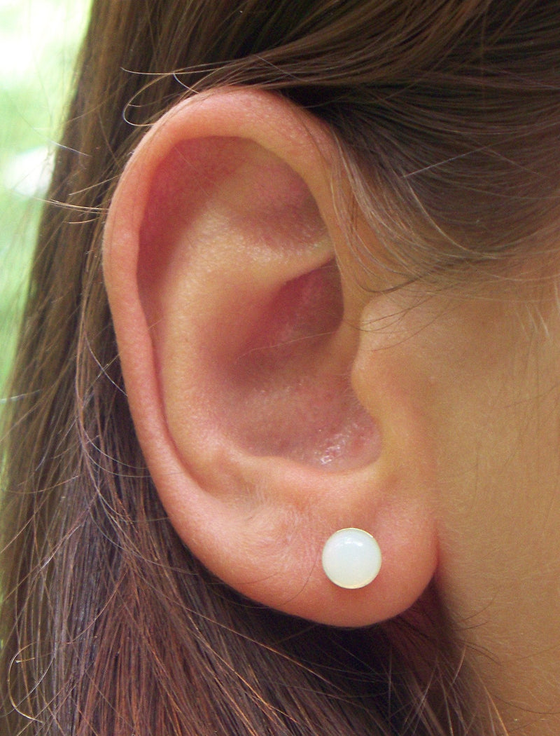 Recycled Vintage White Cold Cream Bottle Sterling Silver Post Earrings - BeesActive Australia