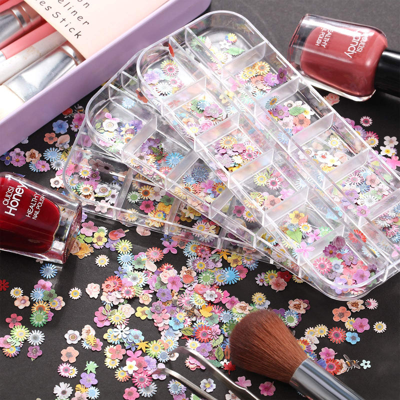 3 Boxes 36 Grids 3D Flowers for Nails 3D Nail Stickers Nail Dried Flowers Decals Nail Art Flowers Sequins for Nail Decoration DIY Crafting - BeesActive Australia