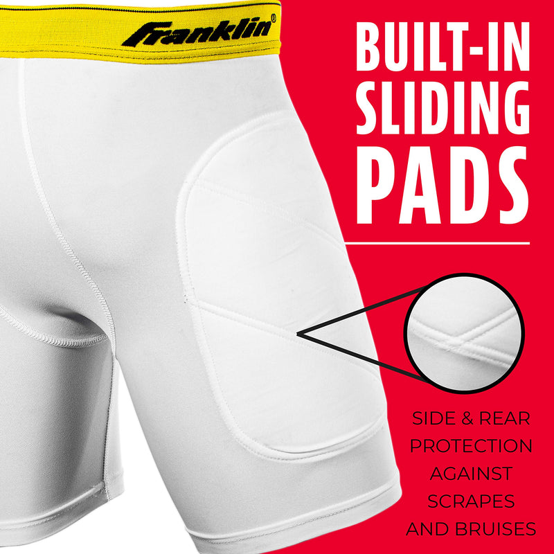 [AUSTRALIA] - Franklin Sports Youth Baseball Sliding Shorts - Padded Slide Shorts with Cup Holder - Compression Shorts Perfect For Baseball and Softball Large 