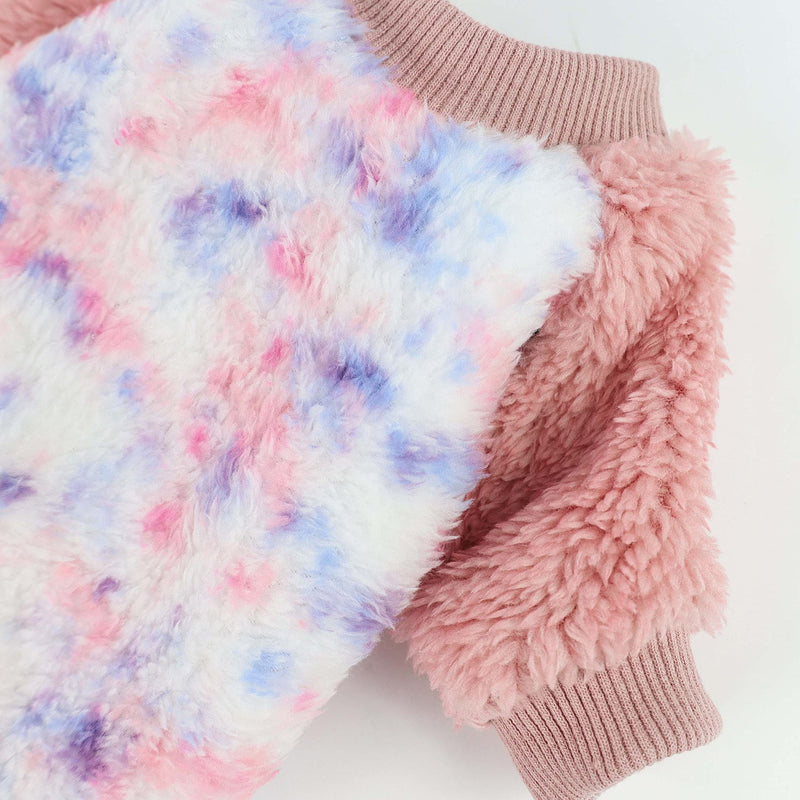 Fitwarm Thermal Dog Pajamas Fuzzy Velvet Doggie Coat Puppy Winter Onesies Doggy Soft PJS Pet Cold Weather Clothes Cat Apparel L Pink - BeesActive Australia