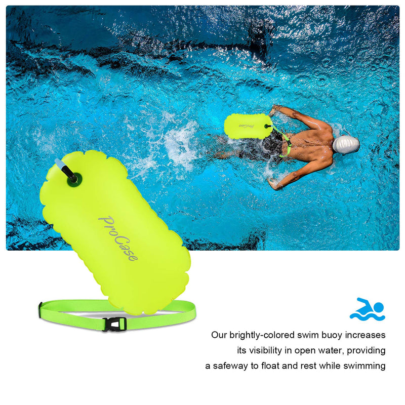 [AUSTRALIA] - ProCase Swim Buoy Float, Swimming Bubble Safety Float with Adjustable Waist Belt for Open Water Swimming, Safe Swim Training, Triathletes, Kayaking, Snorkeling Neon Yellow 